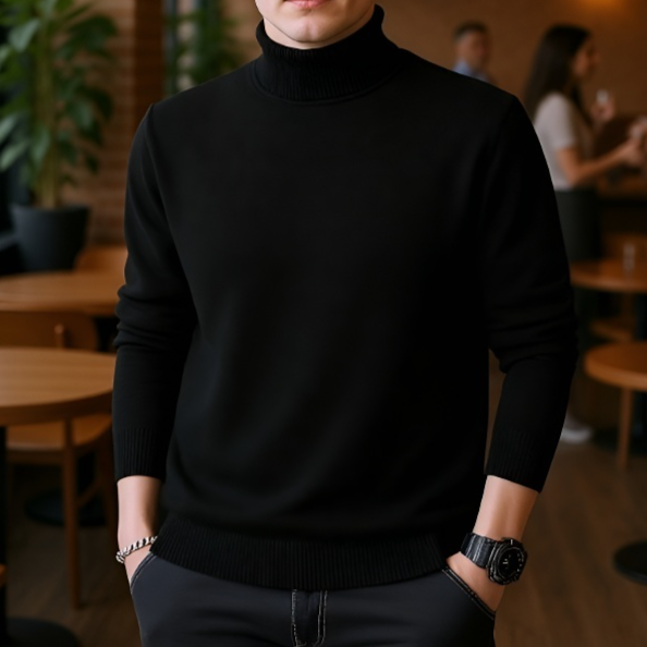 남자 기모 도톰 터틀넥 니트 착용샷