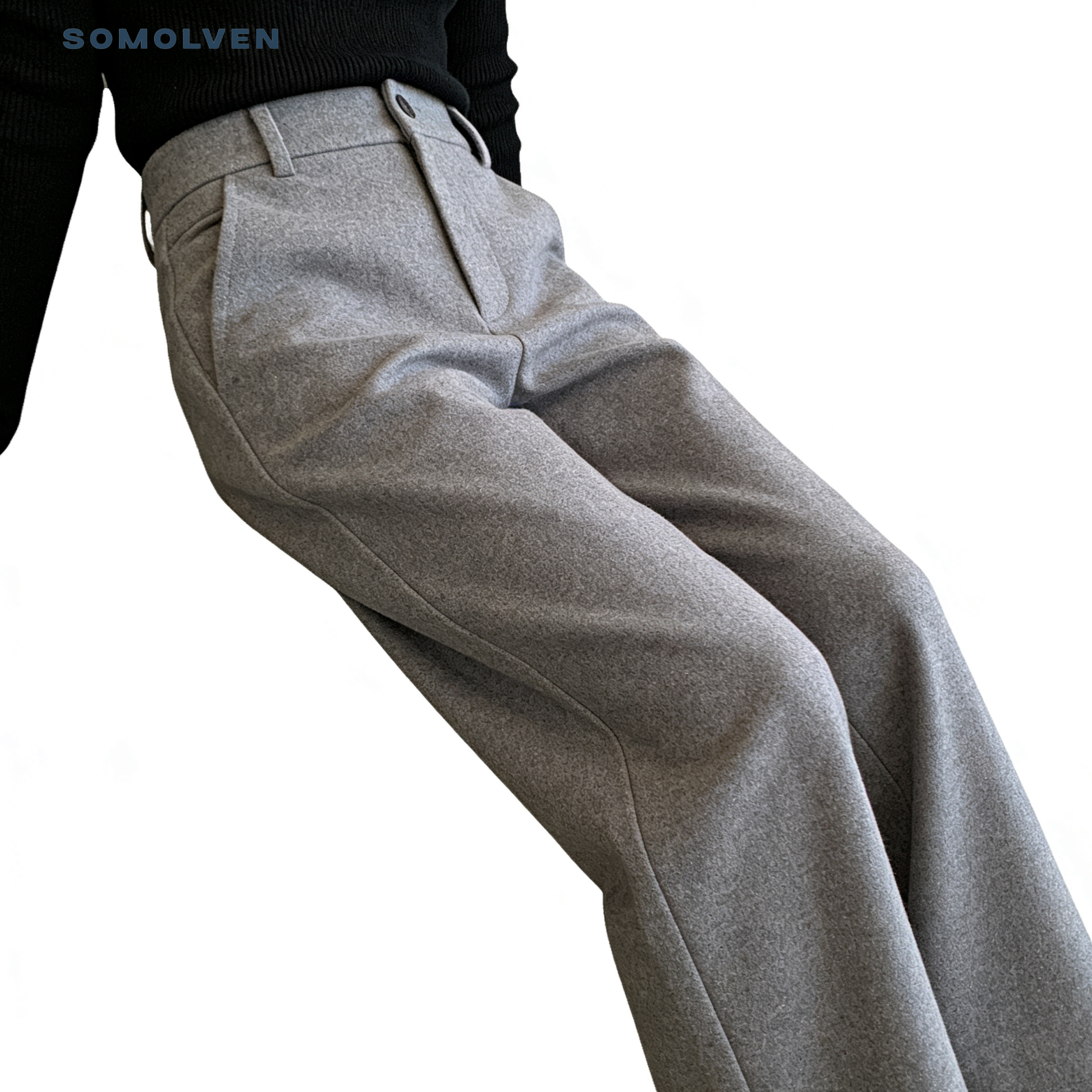 ウールワイドレッグパンツの全体画像