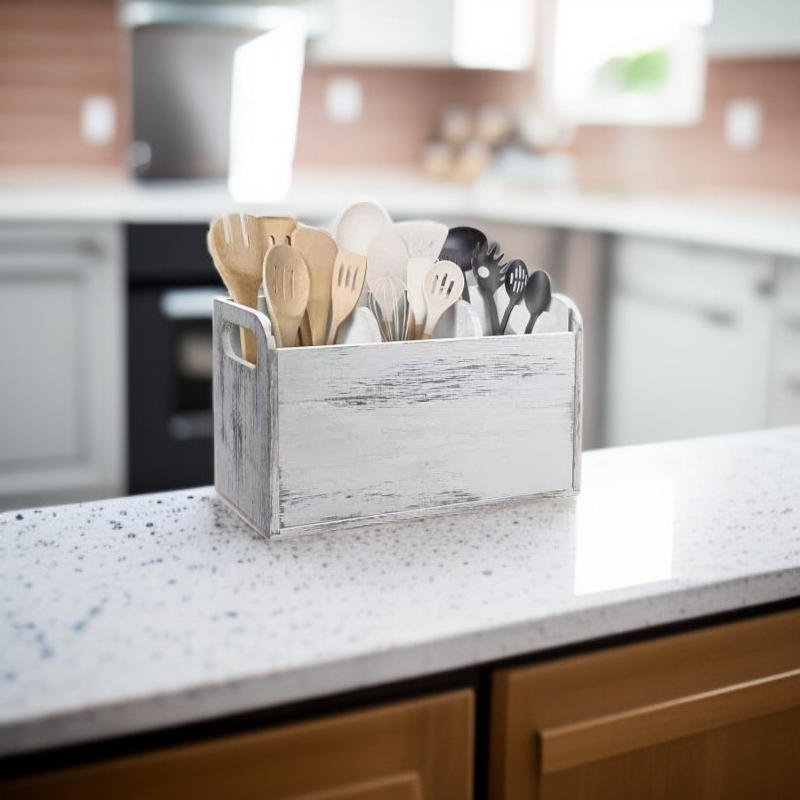 Retro Wooden Cutlery Storage Box