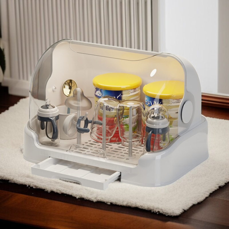 ボトル乾燥ボックス、ボトル収納ボックス、ボトルラック、デスクトップ防塵、ガラス製ウォーターカップ、カップ排水収納ボックス、カバー付きトレイラック