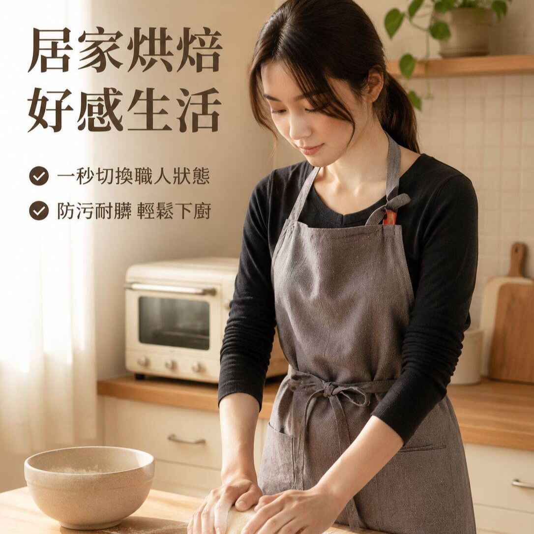 棉質廚房圍裙，奶茶美甲專用，日韓風格，男女皆宜