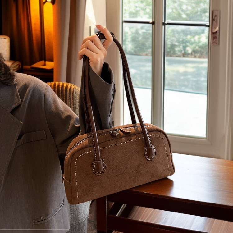 Suede Retro Bread Bag, Fashion Crossbody for Autumn and Winter