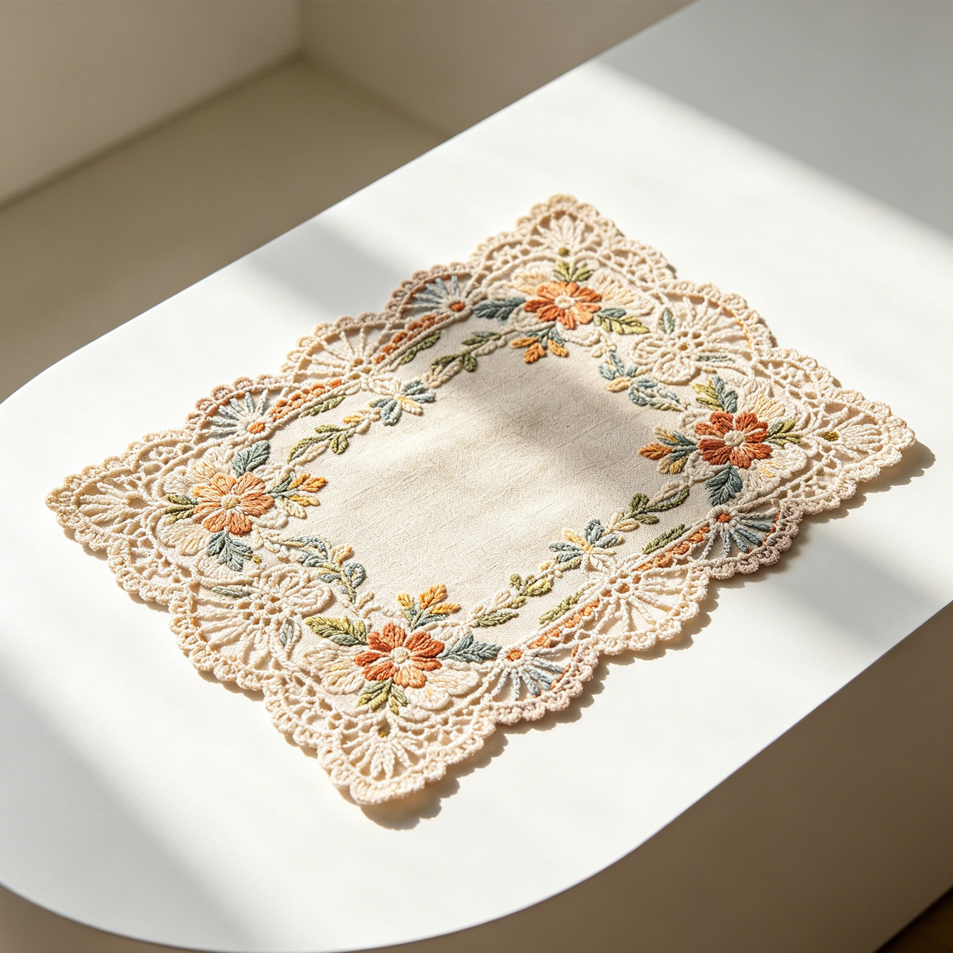 Tischsets mit Ji Mo-Spitze im Lu-Stickerei-Stil (4er-Set)