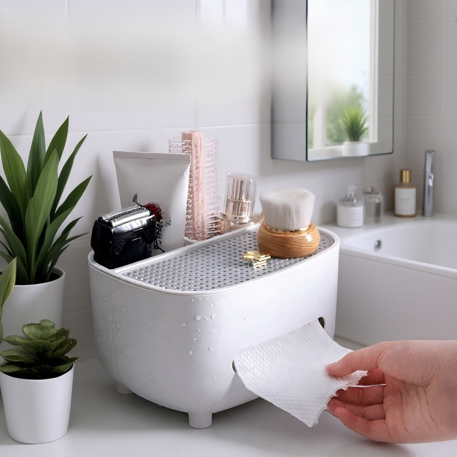 Durable and functional tissue box organizer