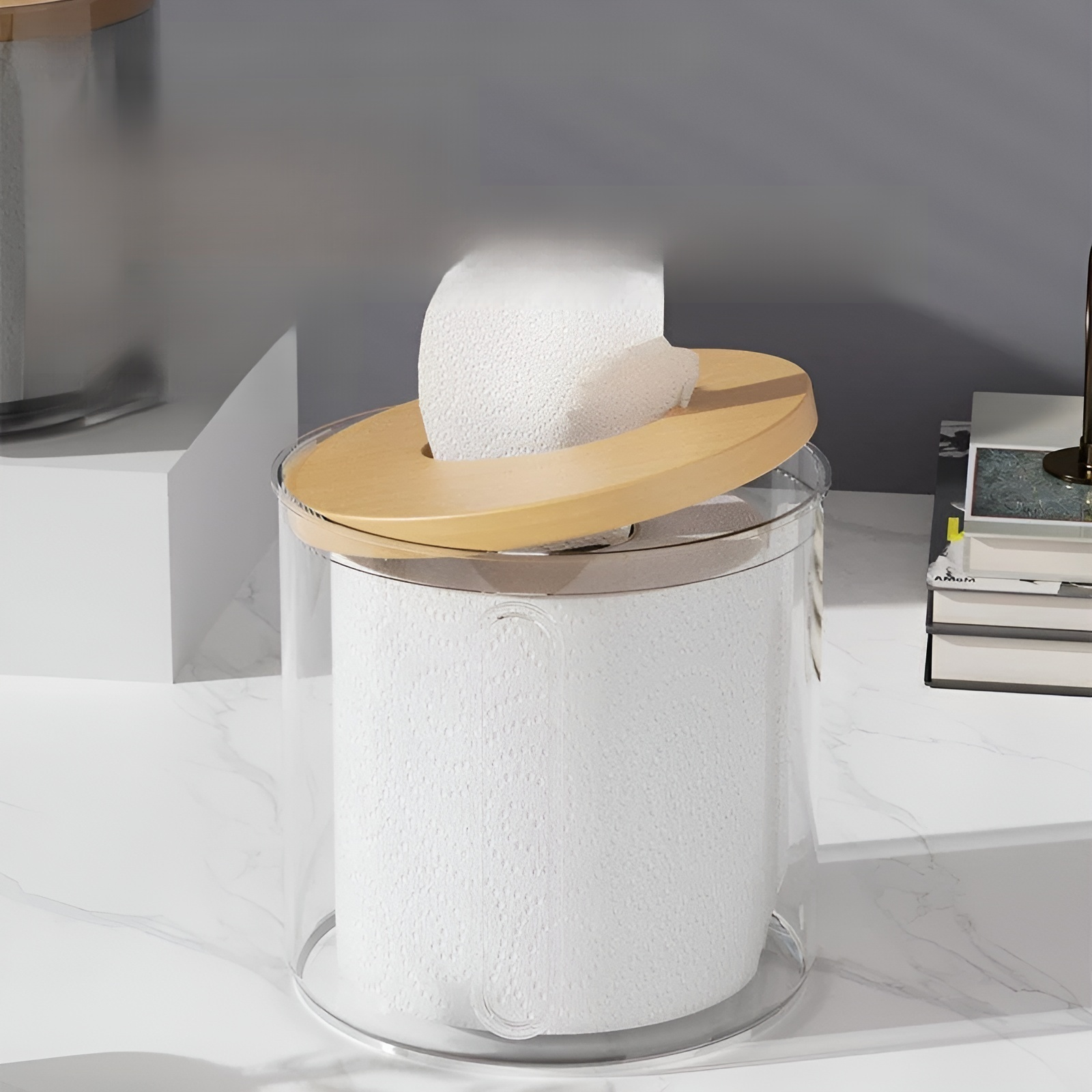 กล่องกระดาษทิชชู่ทรงกลมแบบเรียบง่ายสำหรับบ้าน