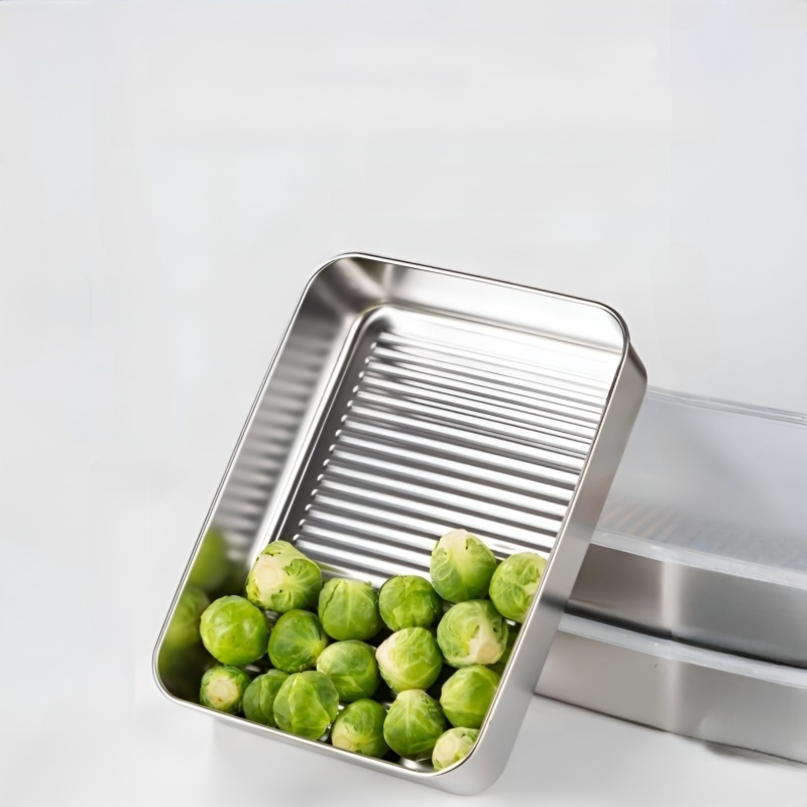 304 Edelstahl Mehrzweck-Tablett mit Trennwänden, geeignet zum Kochen und Servieren