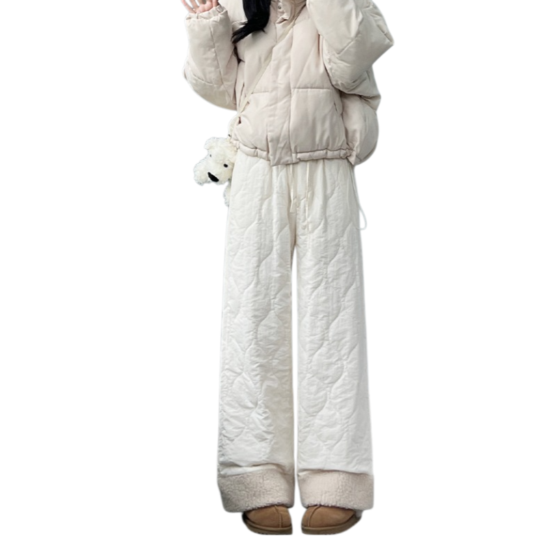 핑크 기모 도톰 일자 면 팬츠 전체 모습