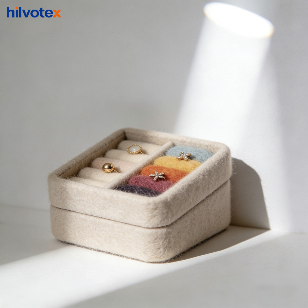 Wool felt earring storage box