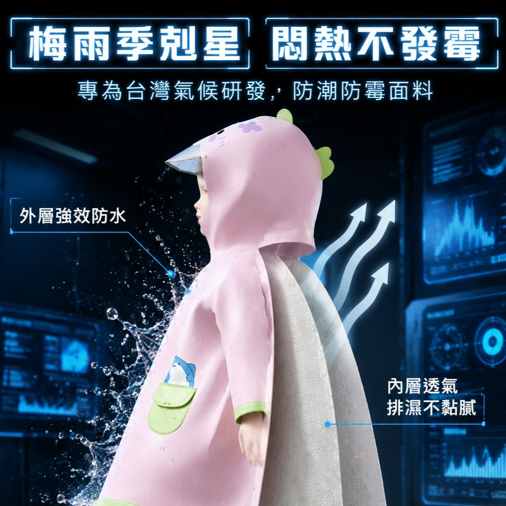 可愛卡通小萌鯊雨衣雨鞋套裝 寶寶幼兒男女童防水外穿上學