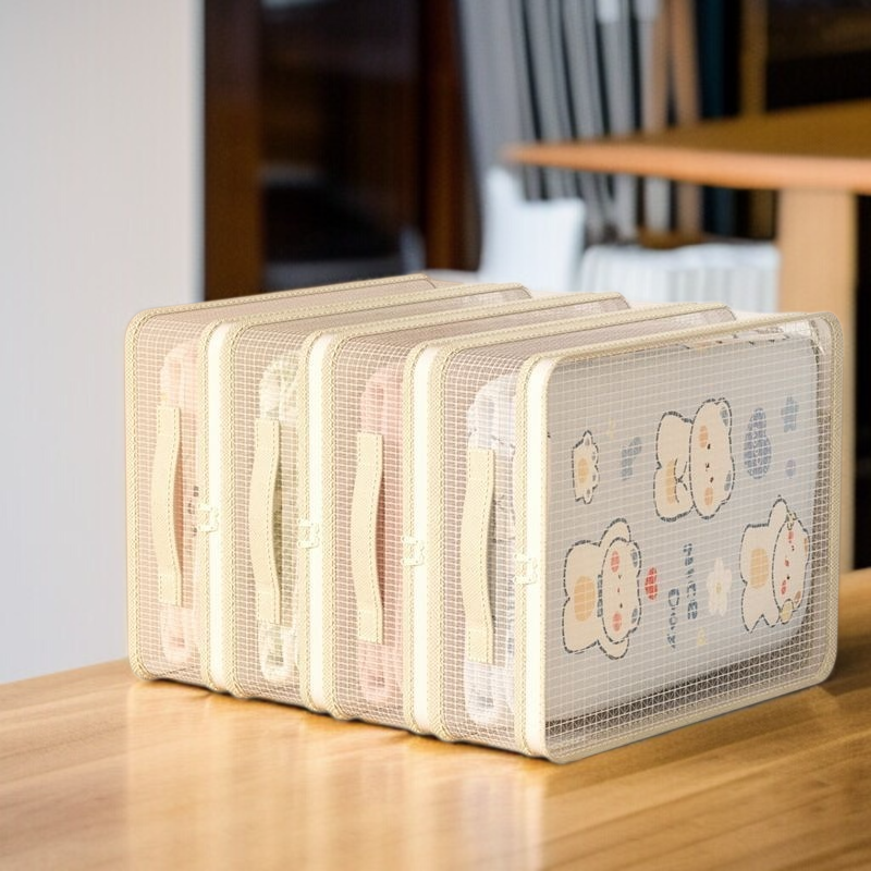 간절기 수납 가방 4종 세트 곰팡이 방지 의류 정리 가방 면 이불 수납 가방 칸막이 망사 옷장 수납 가방