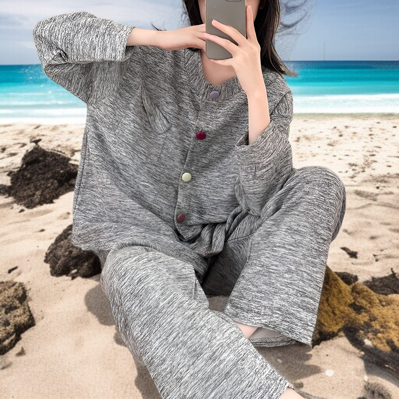 ドイツカシミヤパジャマレディース新作秋冬スウィートカーディガン長袖ズボンツーピースセットカジュアルホーム服アウターウェア