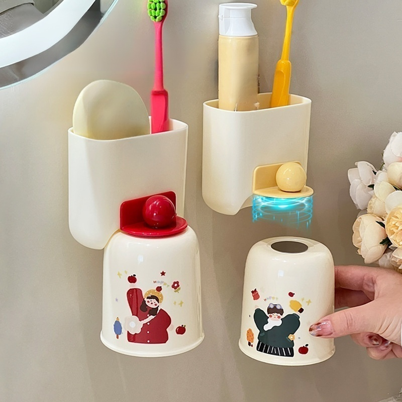 Soporte para cepillos de dientes sin taladro, montado por succión