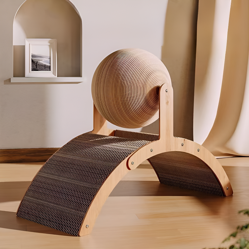 ของเล่นแมวแบบแท่นพร้อมลูกบอลแม่เหล็ก