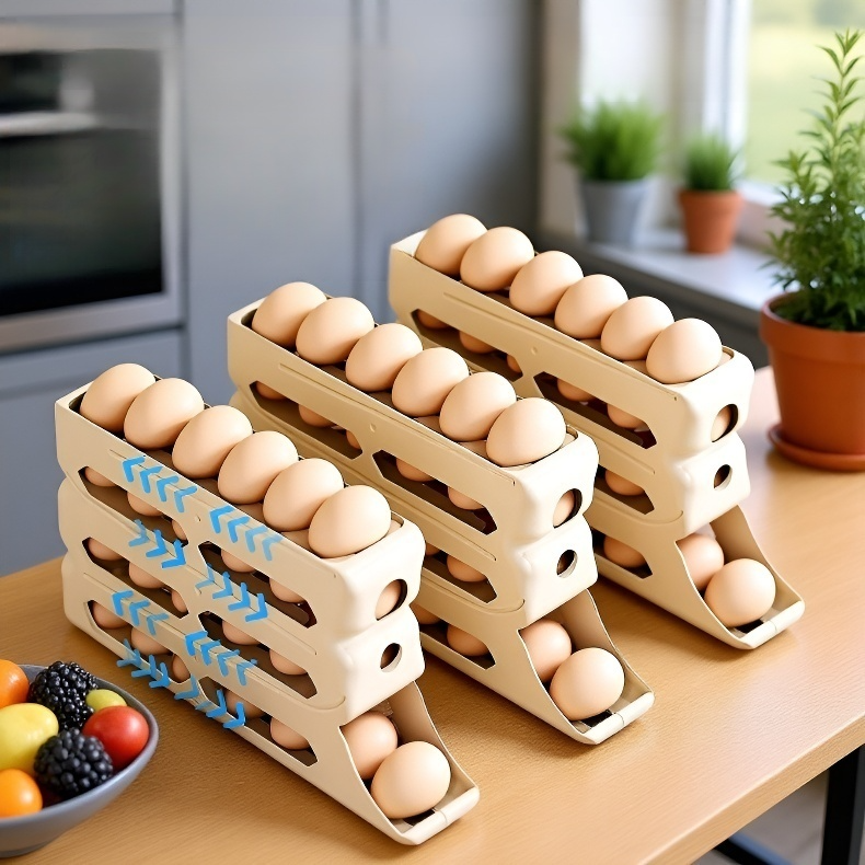 Automatic egg rolling egg storage box for refrigerator side door