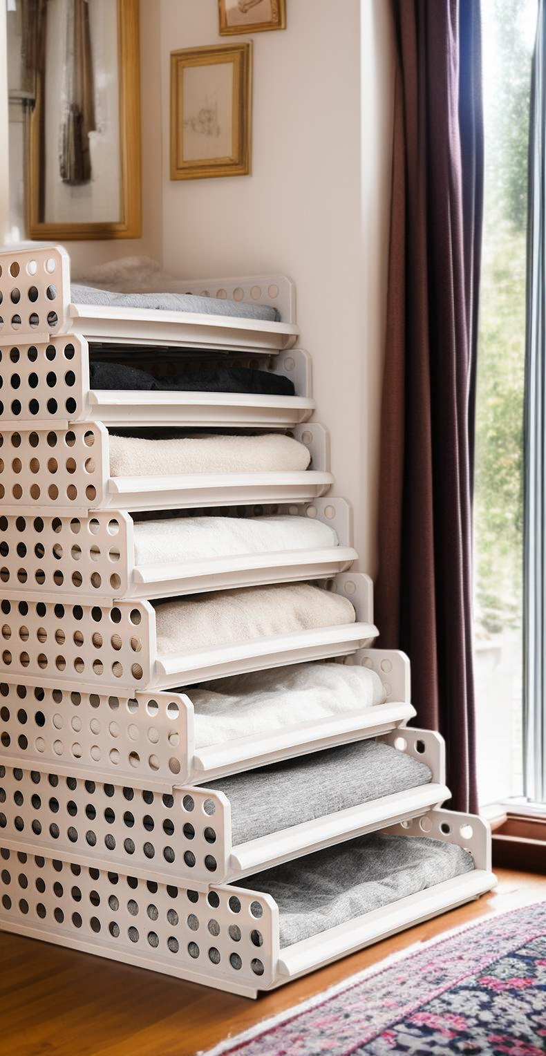 여러 옷을 정리한 옷장 내부 이미지