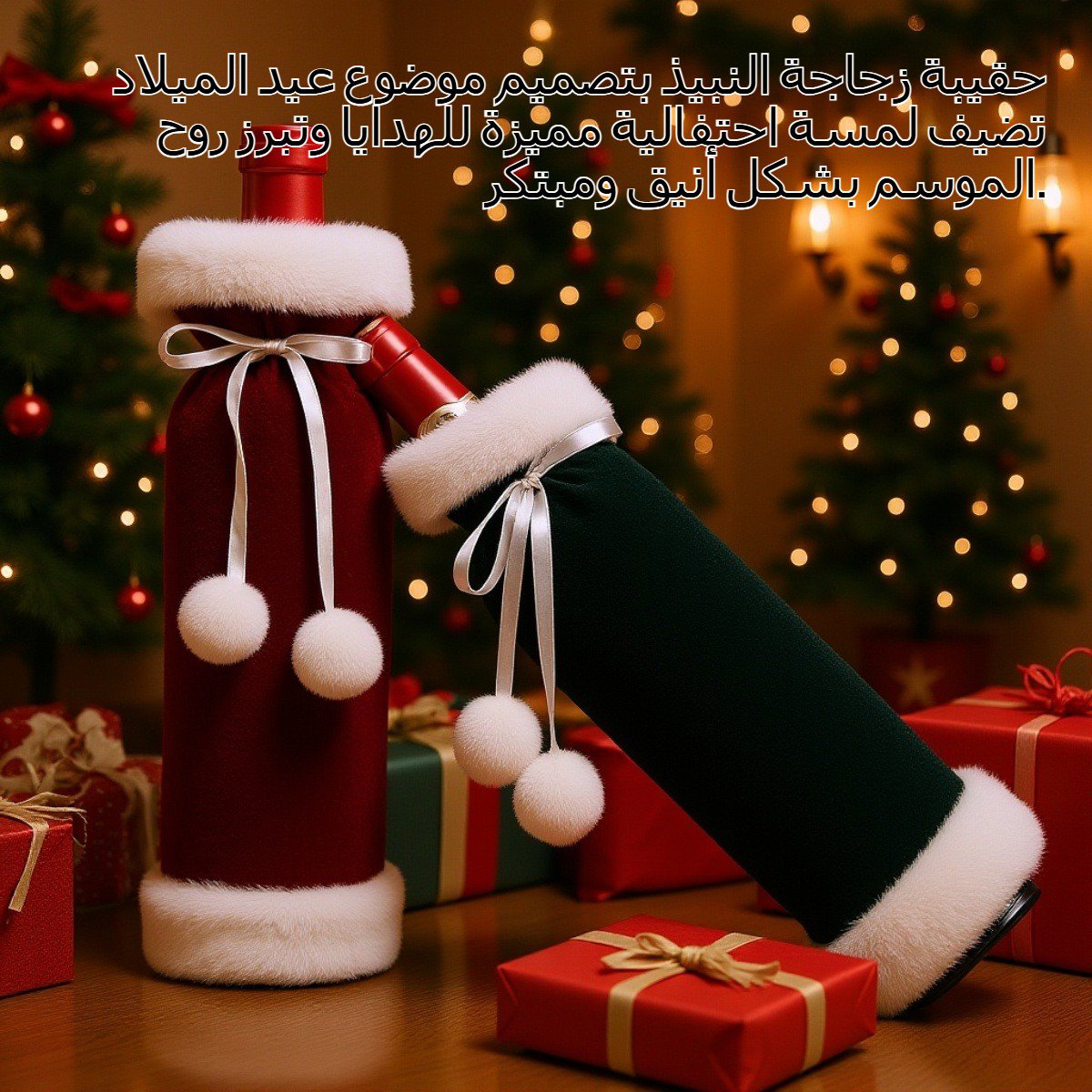 موضوع عيد الميلاد زجاجة النبيذ حقيبة