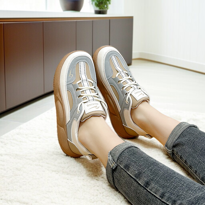 学生厚底板靴通気性レジャーマフィンシューズ厚底小さな白い靴女性