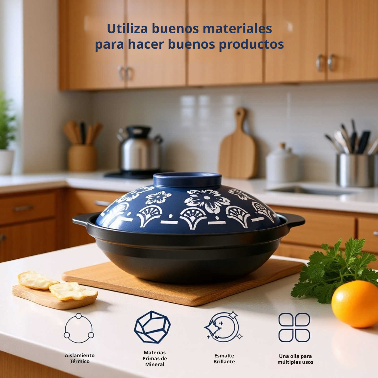 Cazuela de cerámica No.9 con diseño floral elegante