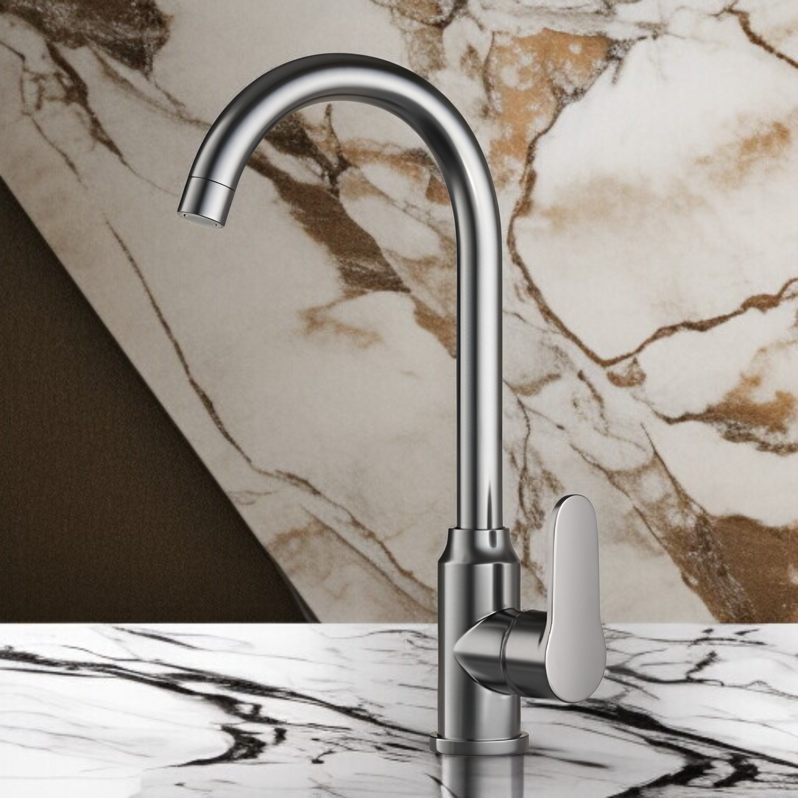 ห้องครัวสแตนเลสหมุนก๊อกน้ำ