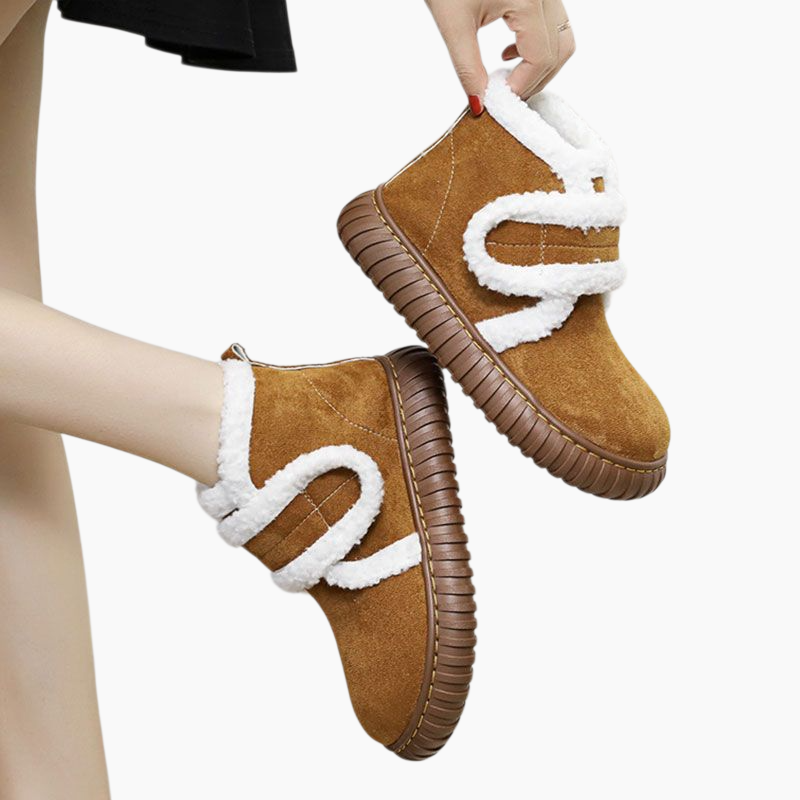 여성 면화 여성 융털에 두꺼운 모피 일체형 스노우 부츠 따뜻한 겨울 스키 부츠