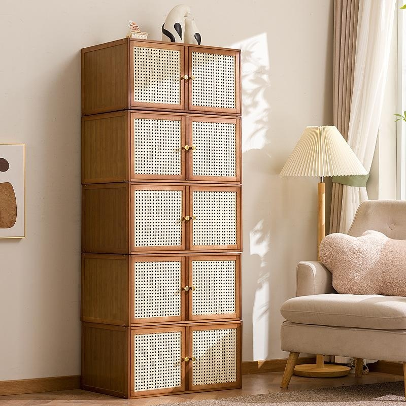 Solid wood lattice cabinet with drawers