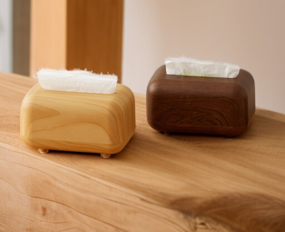 실용적인 통나무 냅킨 상자 사용 예시