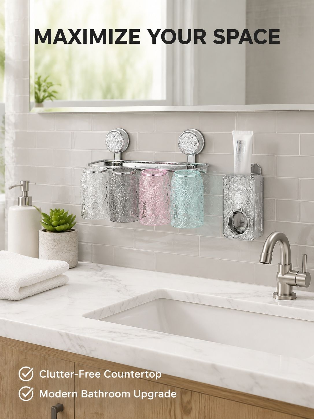 Multifunctional Toothbrush and Toothpaste Organizer with Rinse Cup