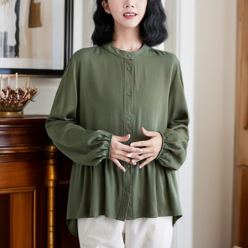 実物大サイズ女性用長袖シャツ 2023秋冬 バルーンスリーブ ぽっちゃりMM体型 韓国風人形長袖シャツ