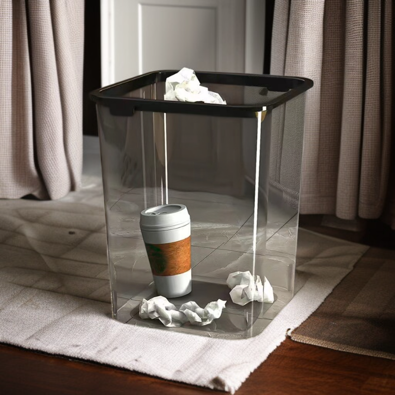 투명 아크릴 사각 대용량 휴지통