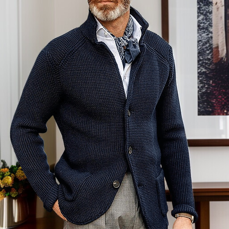 秋冬立襟開衫スーツ厚手のニットジャケットコート