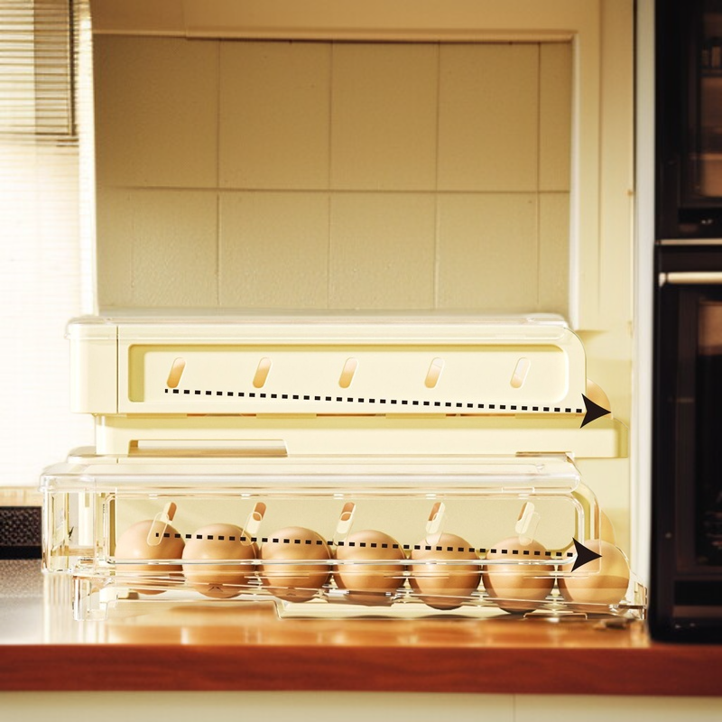 옆문 자동 보정 롤링 계란 수납함 접이식 가정용 계란 케이스 미끄럼틀 계란 홀더