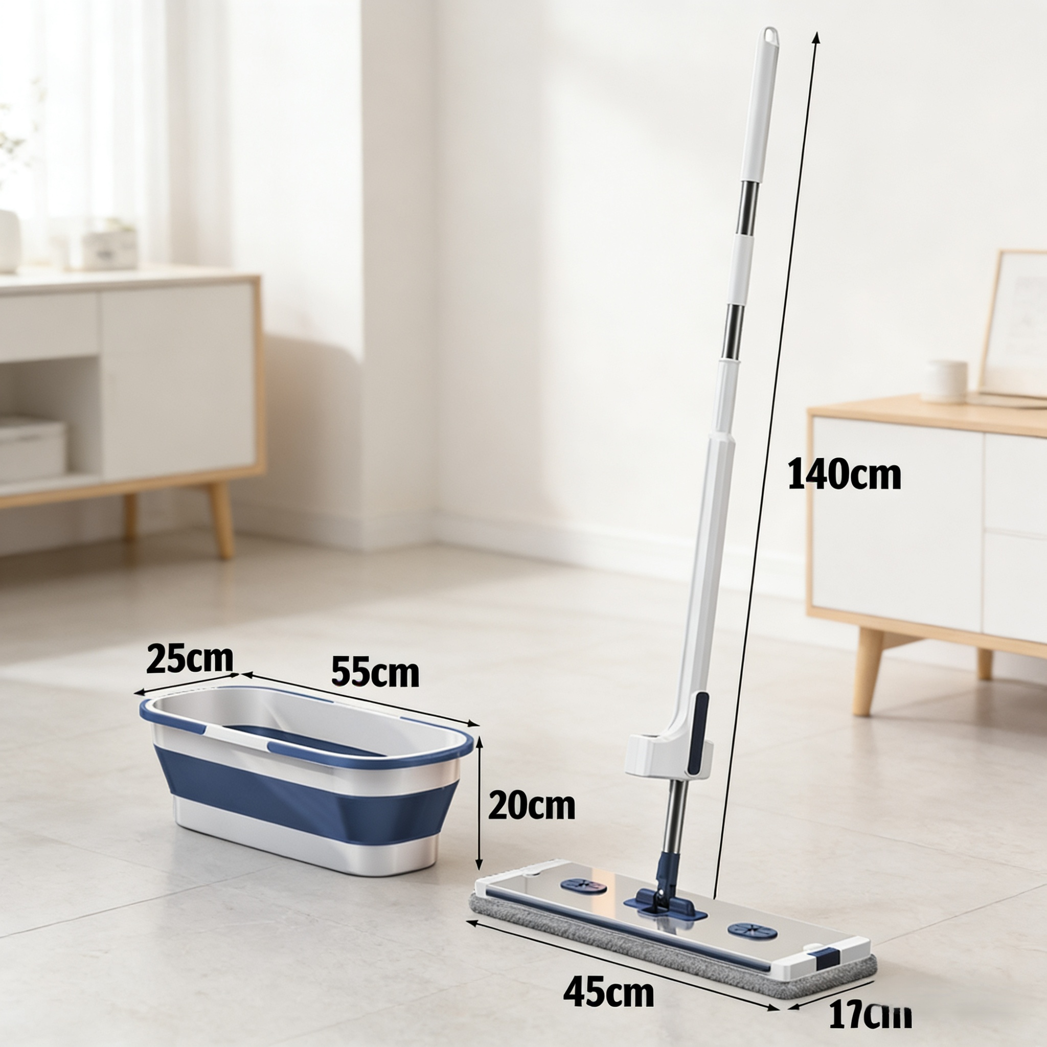 家庭用フラットモップ 省力化レイジー大型パネルアルミ合金ハンドフリーモップ