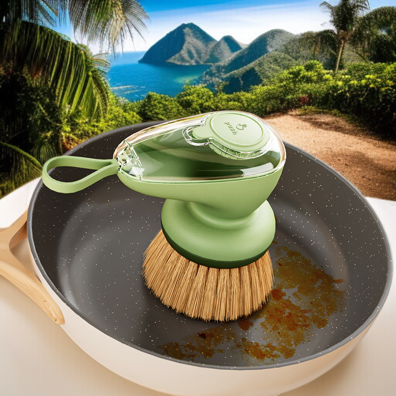 가정용 손상없는 냄비 청소 냄비 브러쉬 자동 수액 압출 수액 세척 냄비 브러쉬 게으름뱅이 주방 필수 자동 수액 브러쉬