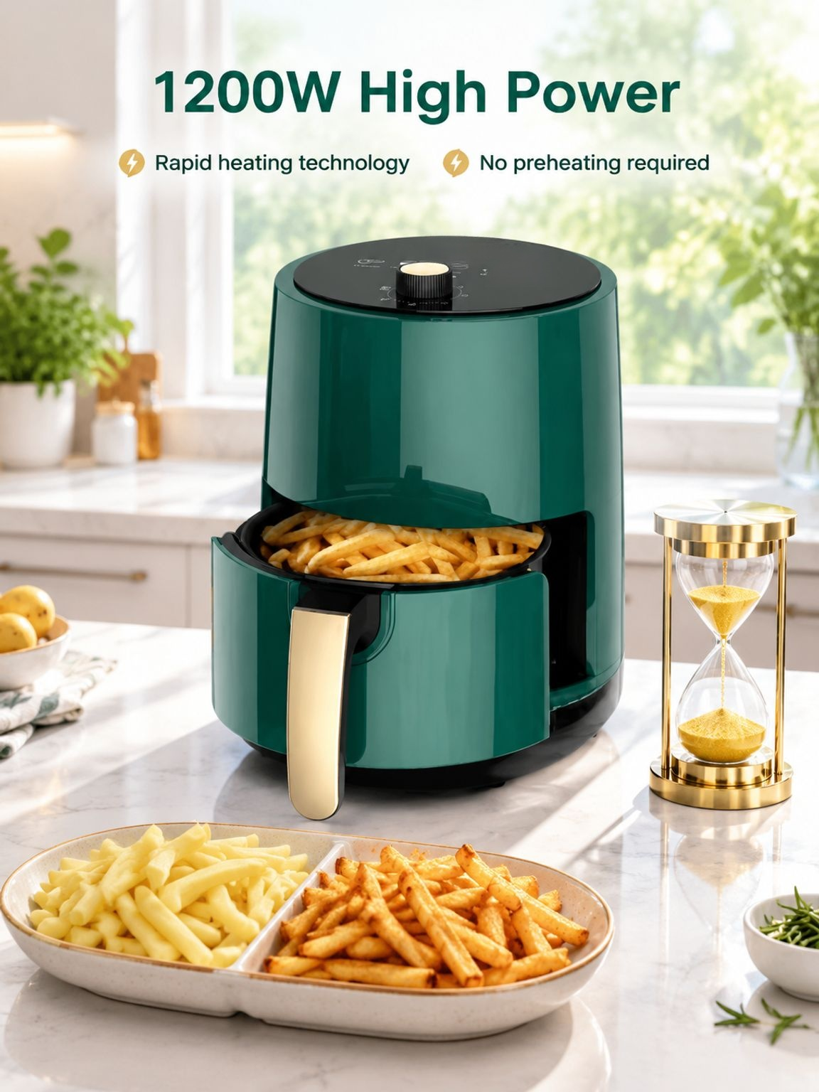 All-in-one air fryer preparing a crispy meal
