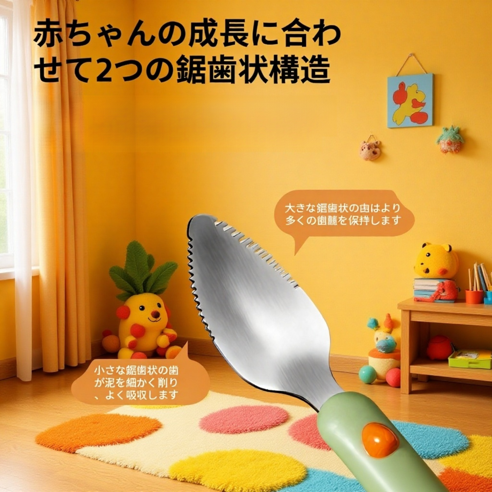 ステンレス製ベビー用フルーツ離乳食シリコンスプーン 子供用食器