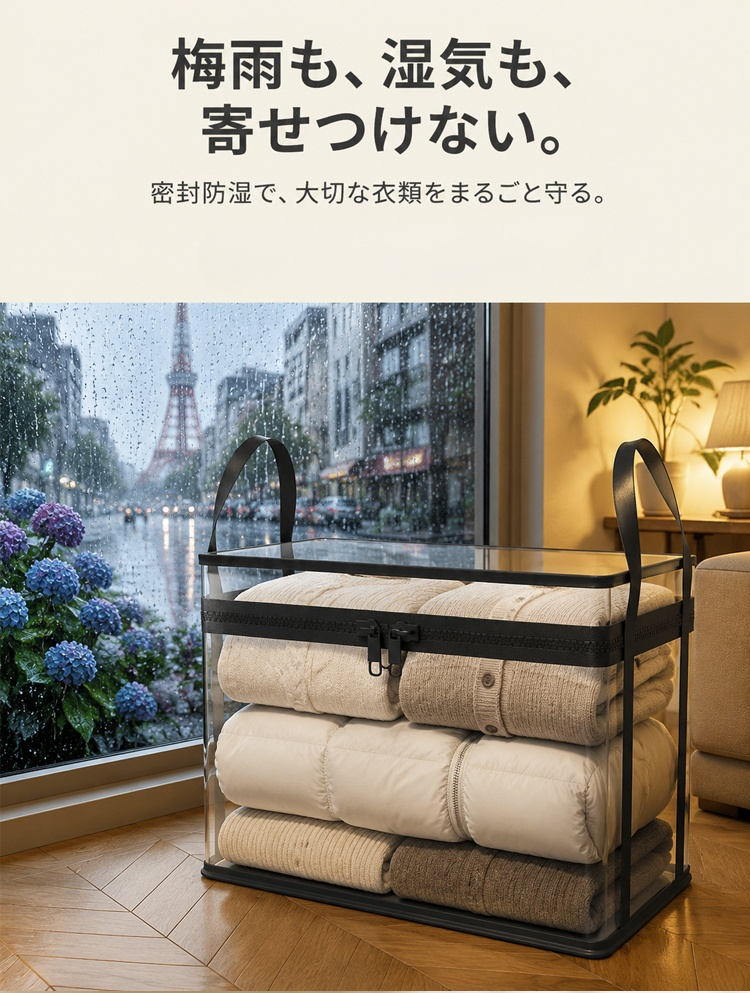 耐久性があり、再利用可能な透明な収納袋