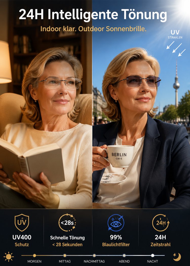 Nano-Optik intelligente selbsttönende multifokale Lesebrille