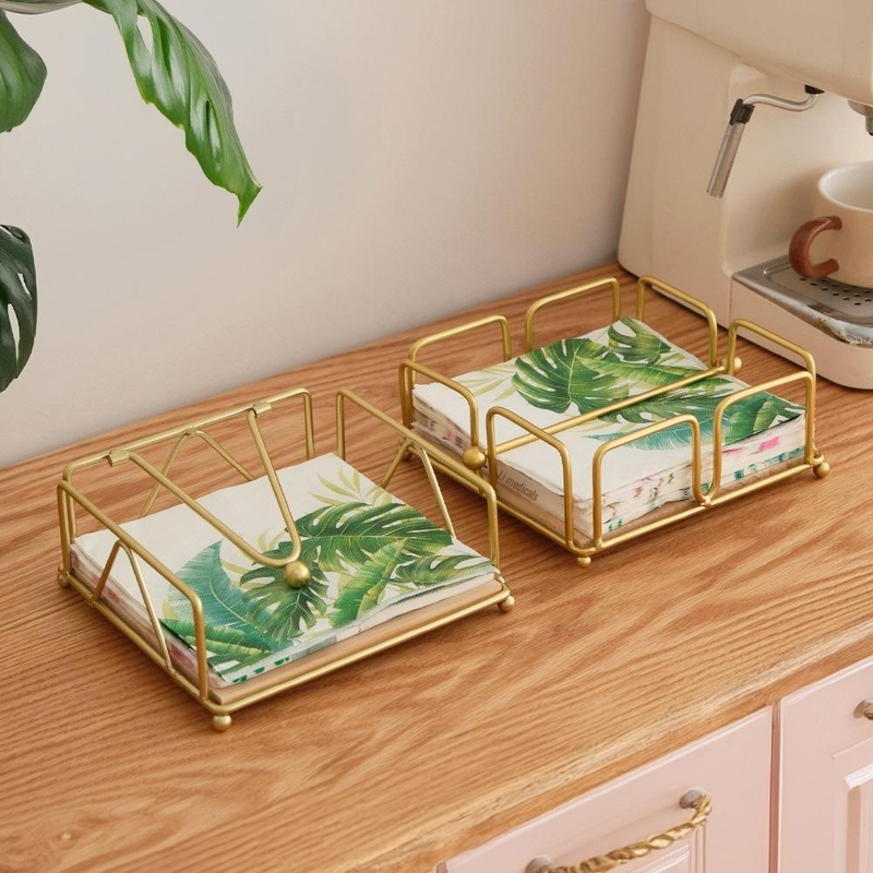 Desktop Square Iron Tissue Holder for Hotel and Cafe