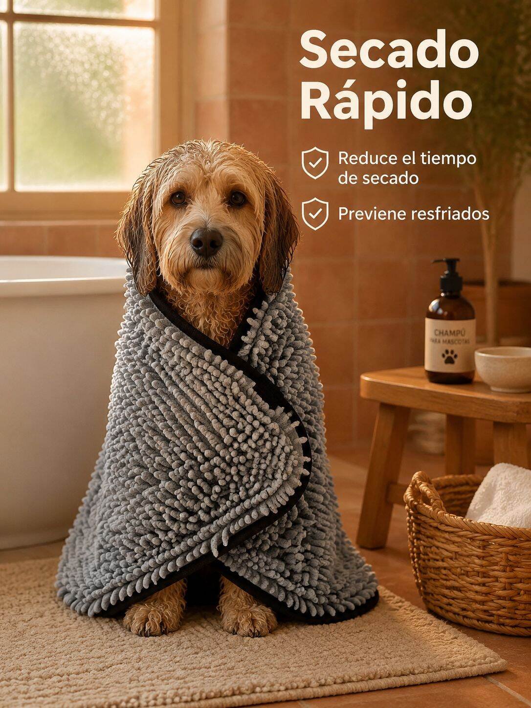 Toalla de baño para mascotas de secado rápido