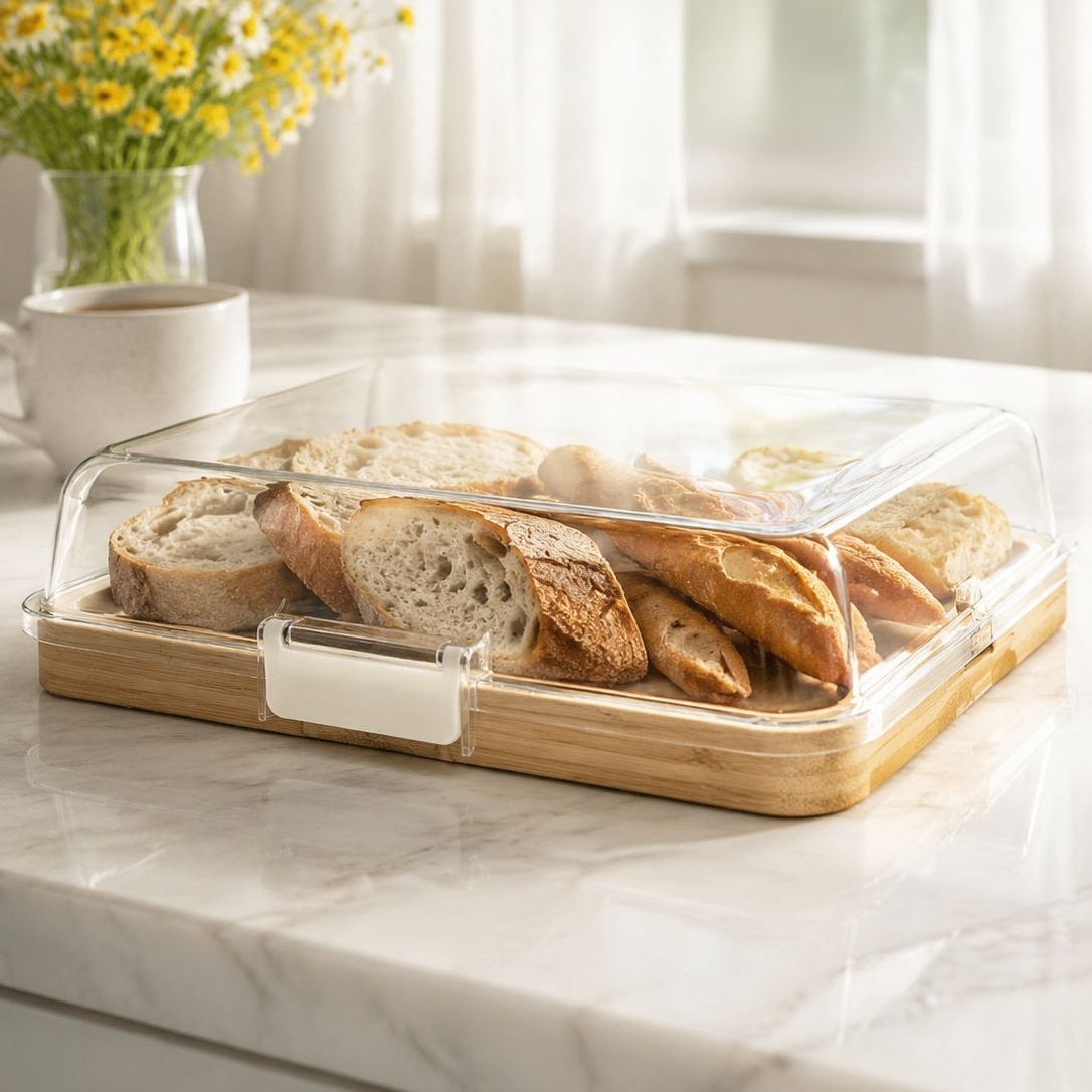 Bamboo divided cooked food tray