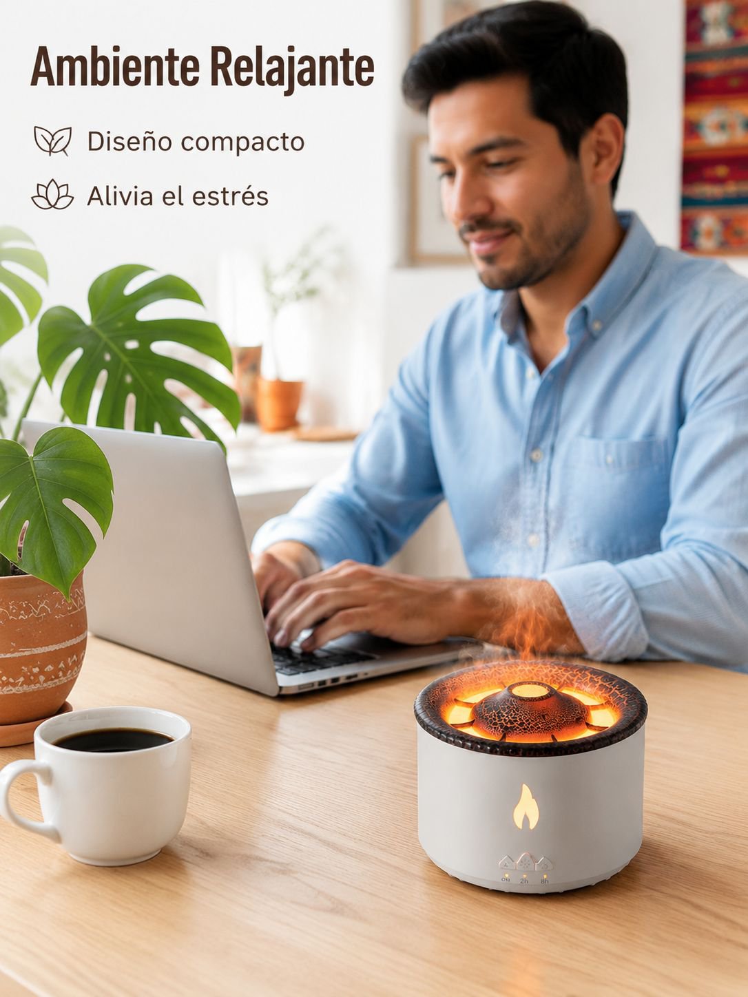 Humidificador con forma de volcán