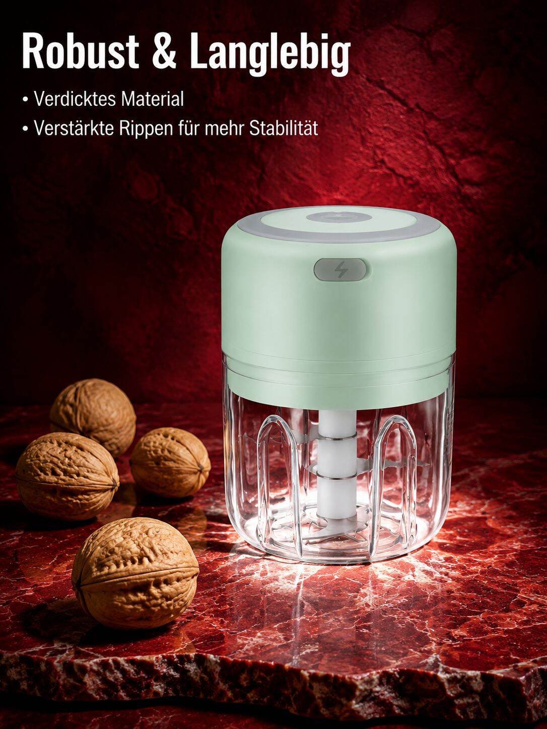 Frisch zerkleinerter Knoblauch mit dem Mini Zerkleinerer