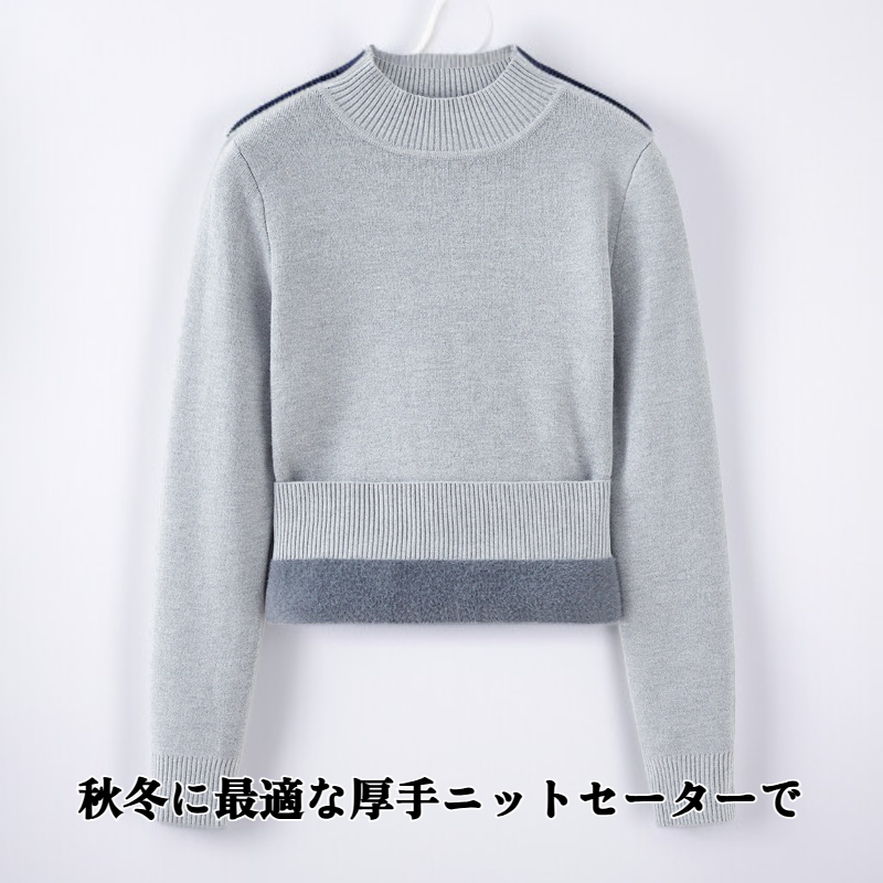 レディース ニットセーター 秋冬 ハイネック 裏起毛 厚手 プラスサイズ 暖かい