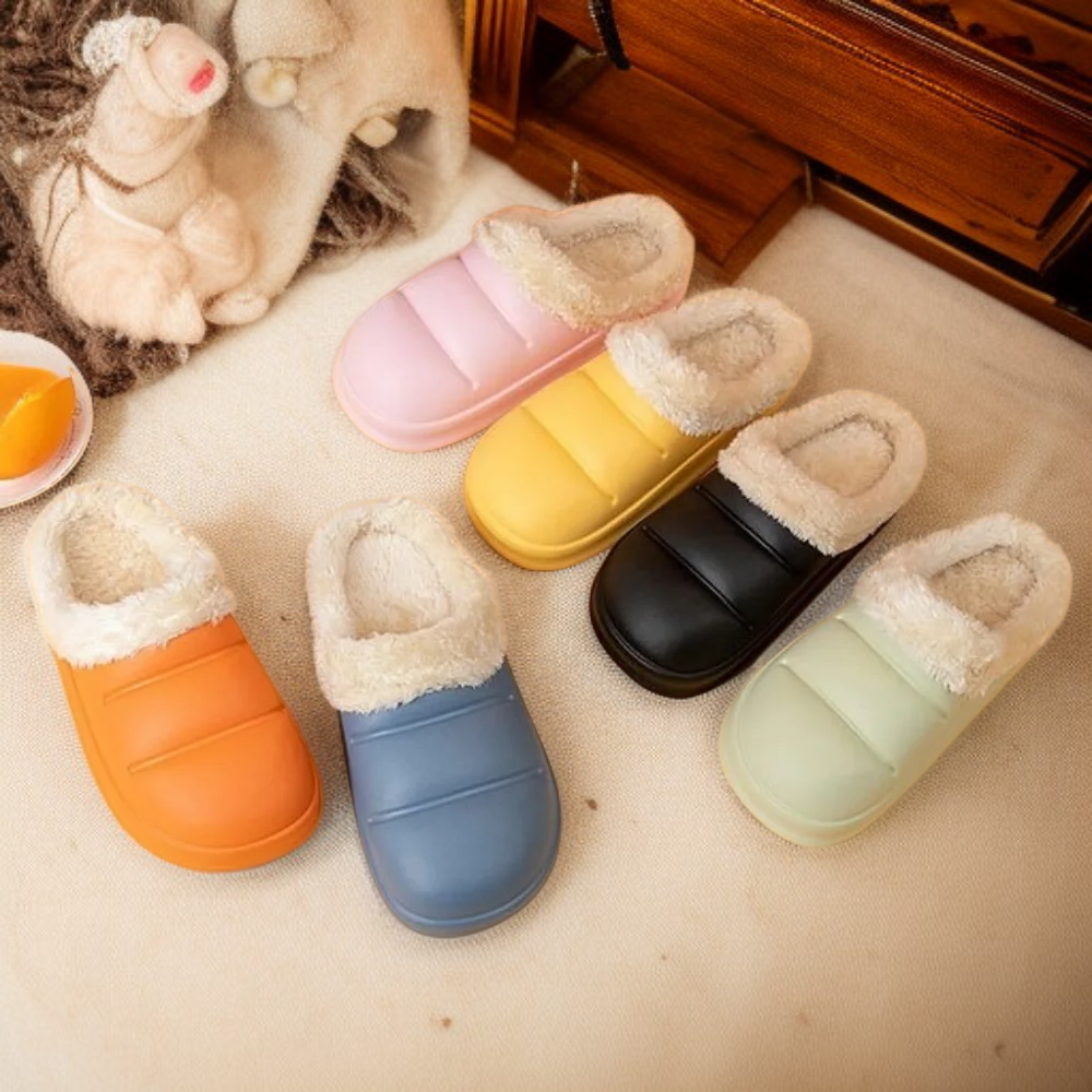 รองเท้าใส่ในบ้านคู่รักกันลื่นบุขนกันน้ำสำหรับฤดูหนาว