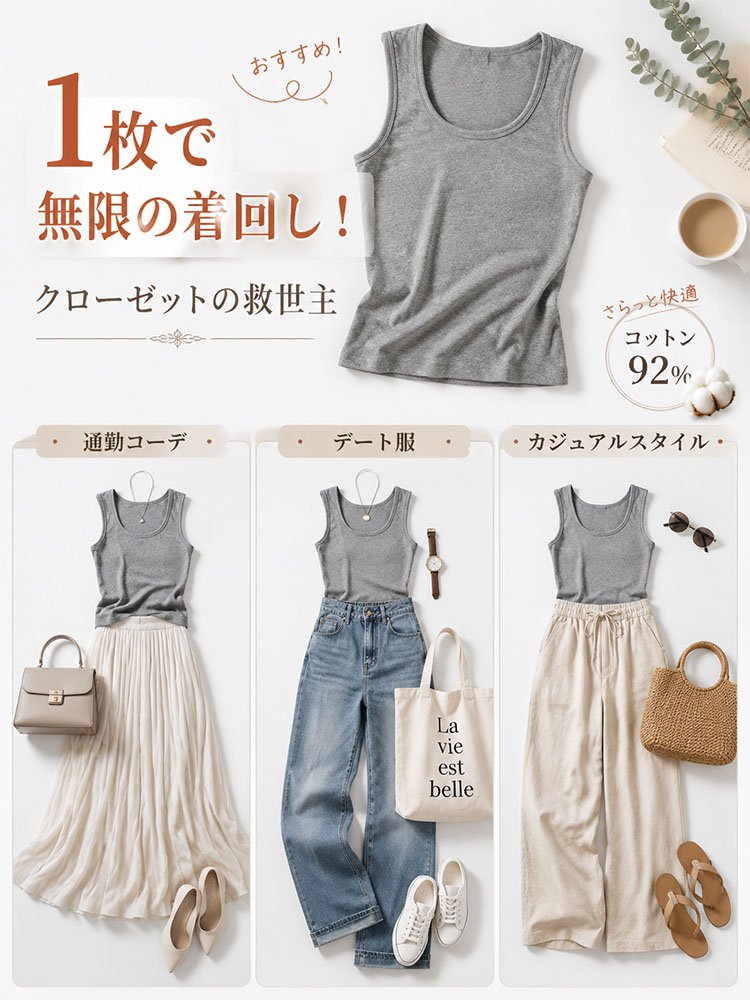 Monolly 魔法のシルエット ブラトップ | 脇肉ブロック・接触冷感