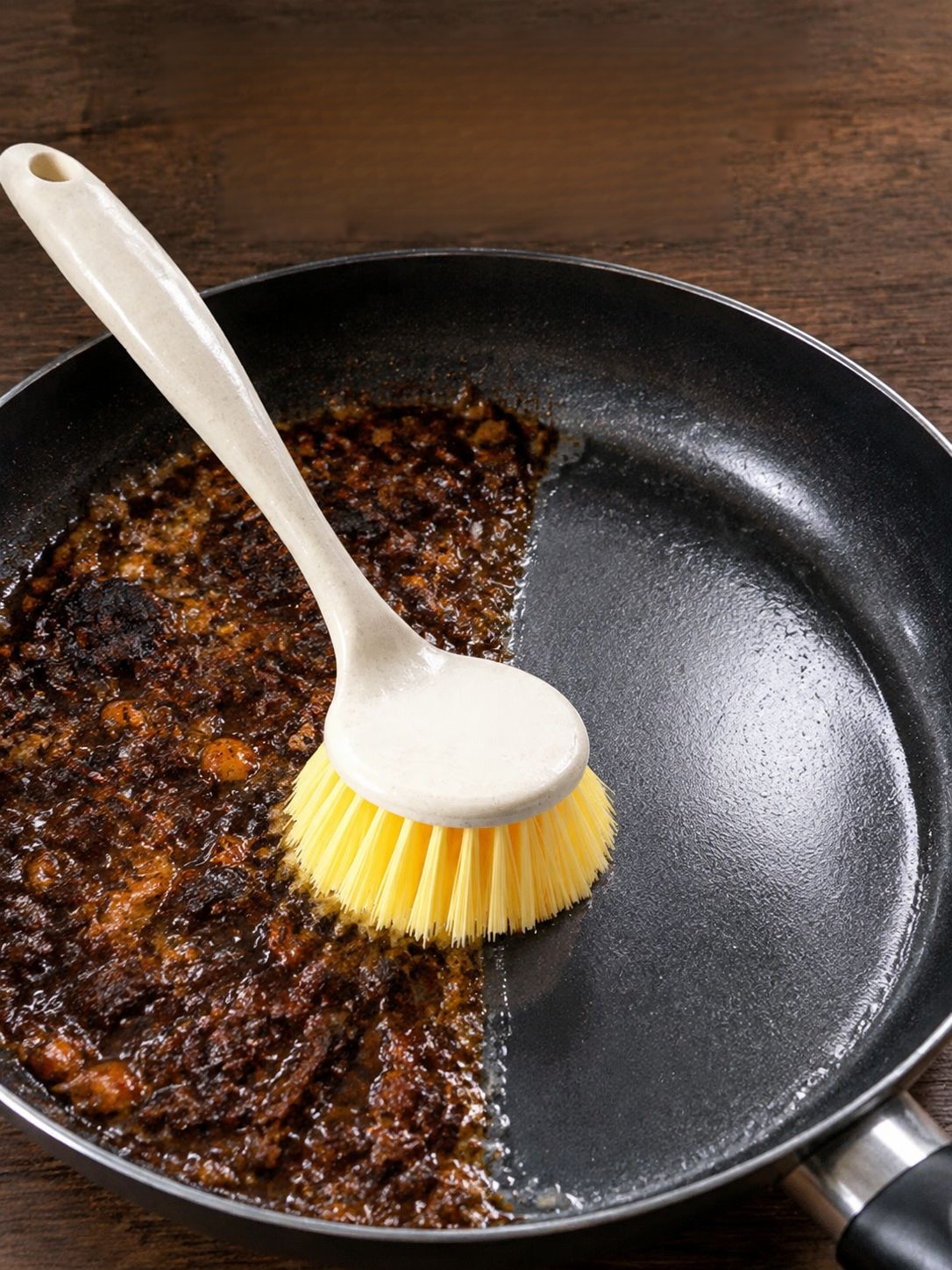 Cepillo de limpieza de paja de trigo con mango largo para cocina
