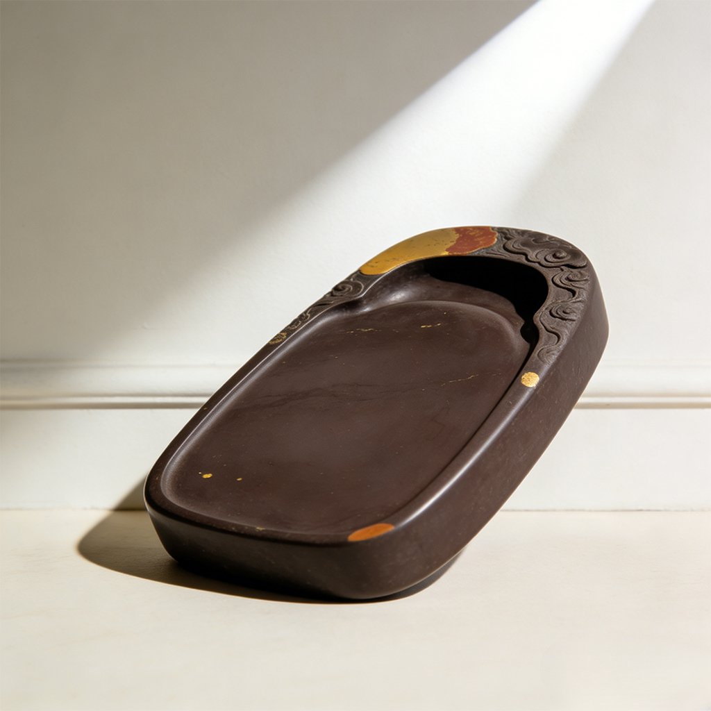 Premium calligraphy inkstone on wooden table