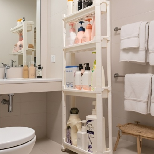 Étagère de rangement pour porte et sol de salle de bain