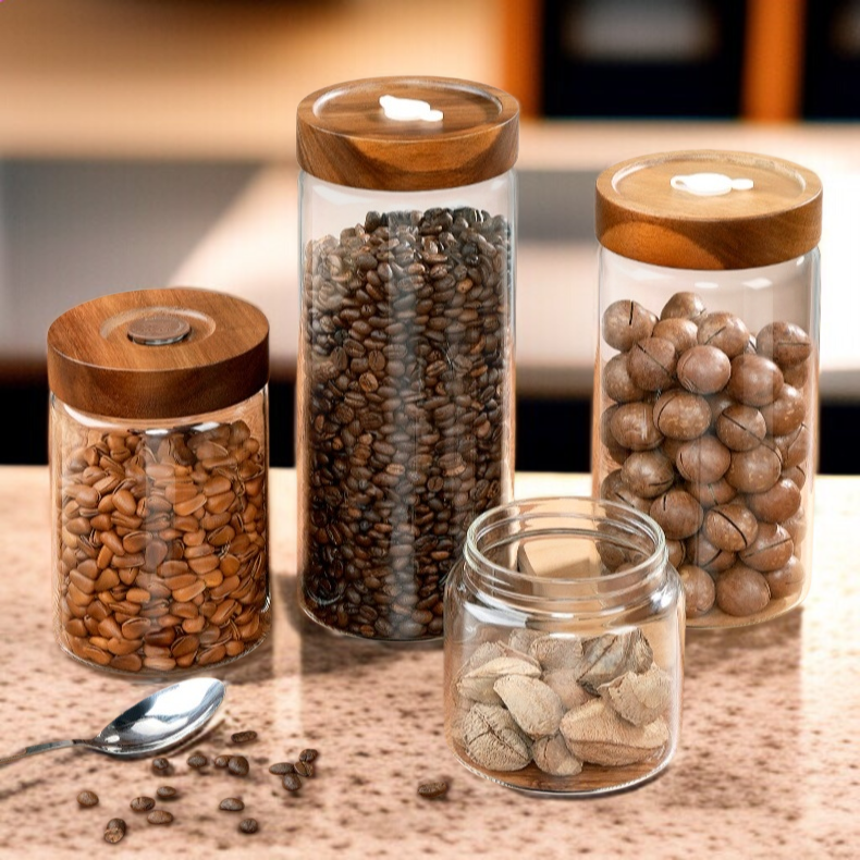 투명 유리 저장 용기 