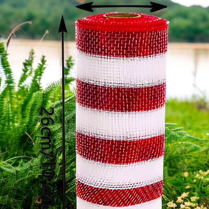 Cinta de organza navideña con cuadros y lazos decorativos